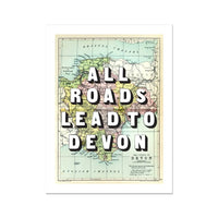 All Roads Lead To Devon (Devon Map) Vintage Map Art - Unframed - Beach House Art