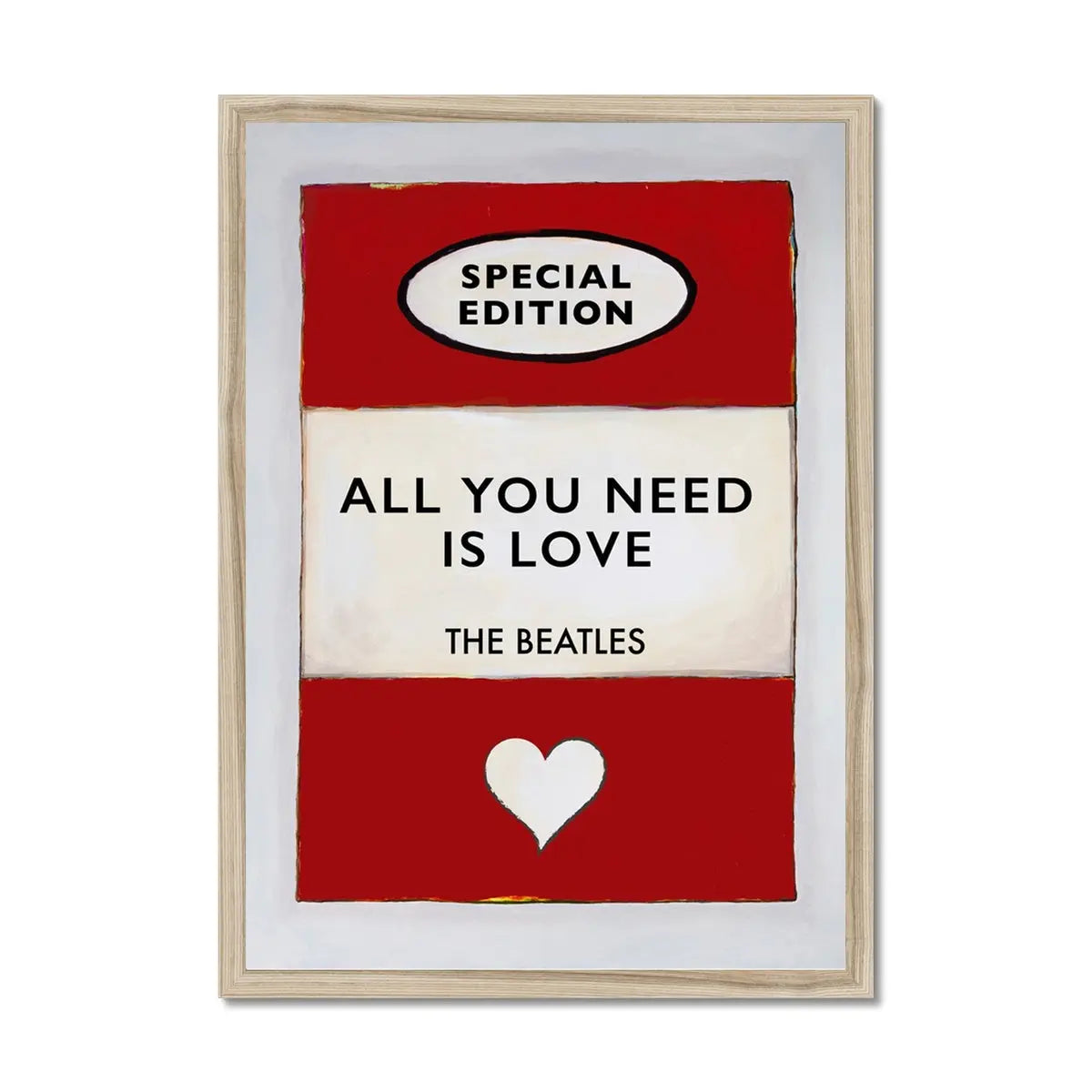 Vintage red book cover with All You Need is Love as the title by the Beatles - Beach House Art