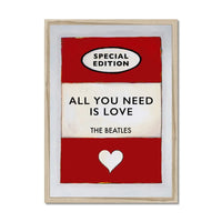 Vintage red book cover with All You Need is Love as the title by the Beatles - Beach House Art