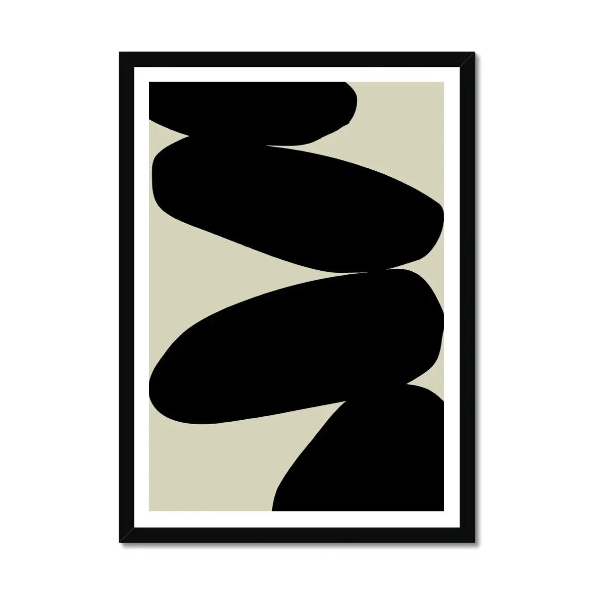 Balancing Stones Art Print | Monochrome Scandi Wall Art | Solid Shape Art Print - Framed Wall Art