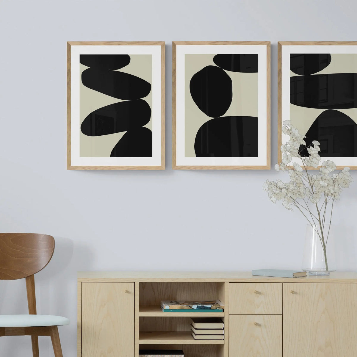 set of 3 solid shape art - Beach House Art