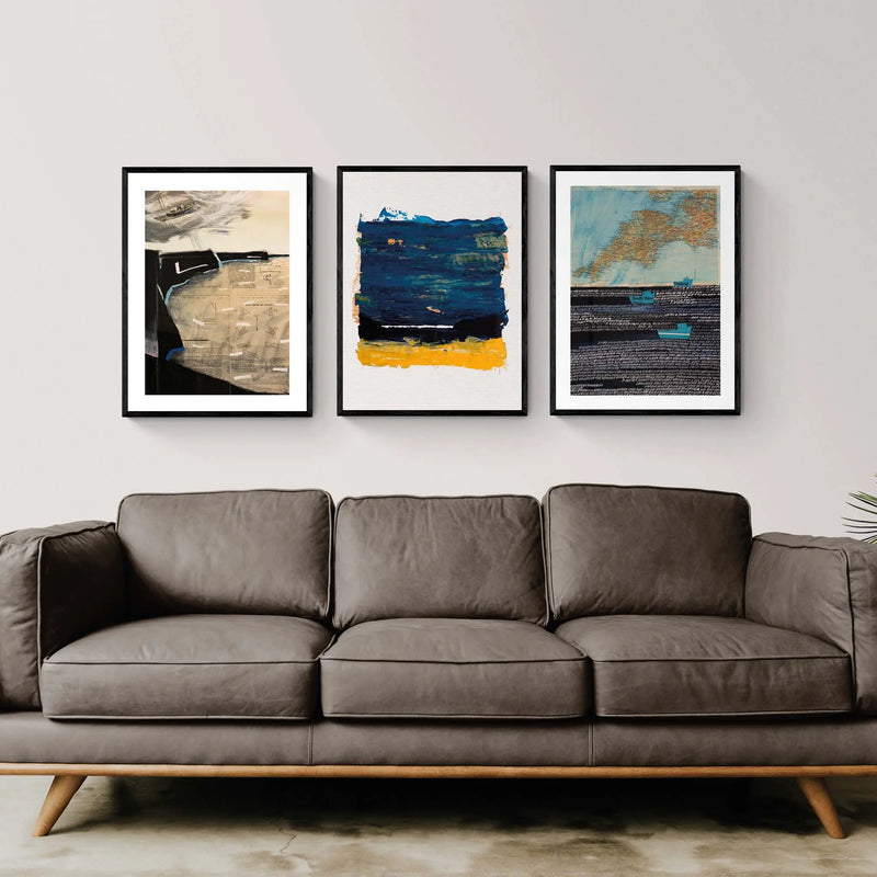 Bay of Yachts - Modern Coastal Art - Framed - Beach House Art