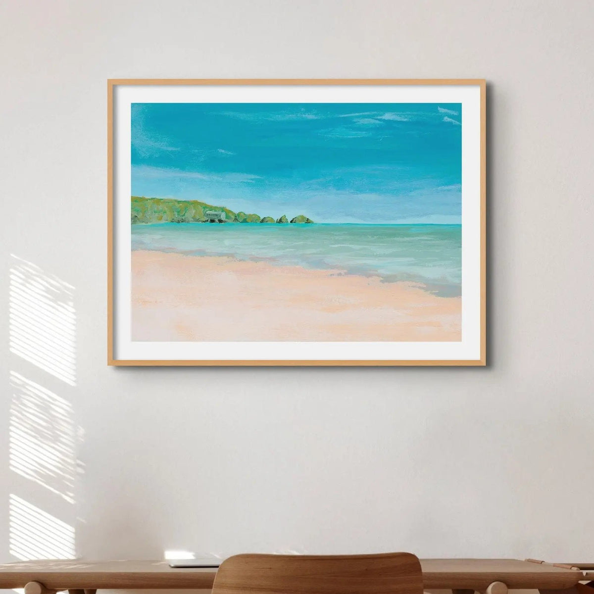 Watercolour beach painting of Mother Ivey's bay in cornwall on paper - Unframed wall art print