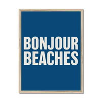 Bonjour Beaches (French Navy) Word Art Print - Framed - Beach House Art