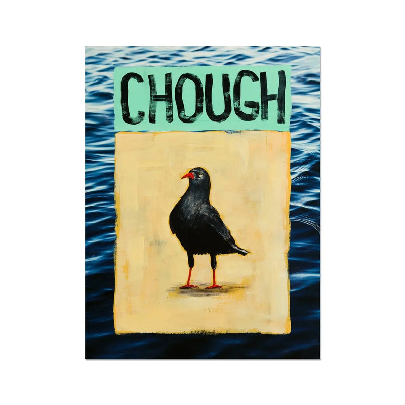 Chough: A Coastal Sea-Bird - Unframed Fine Art Print Wall Art 18.00 Beach House Art