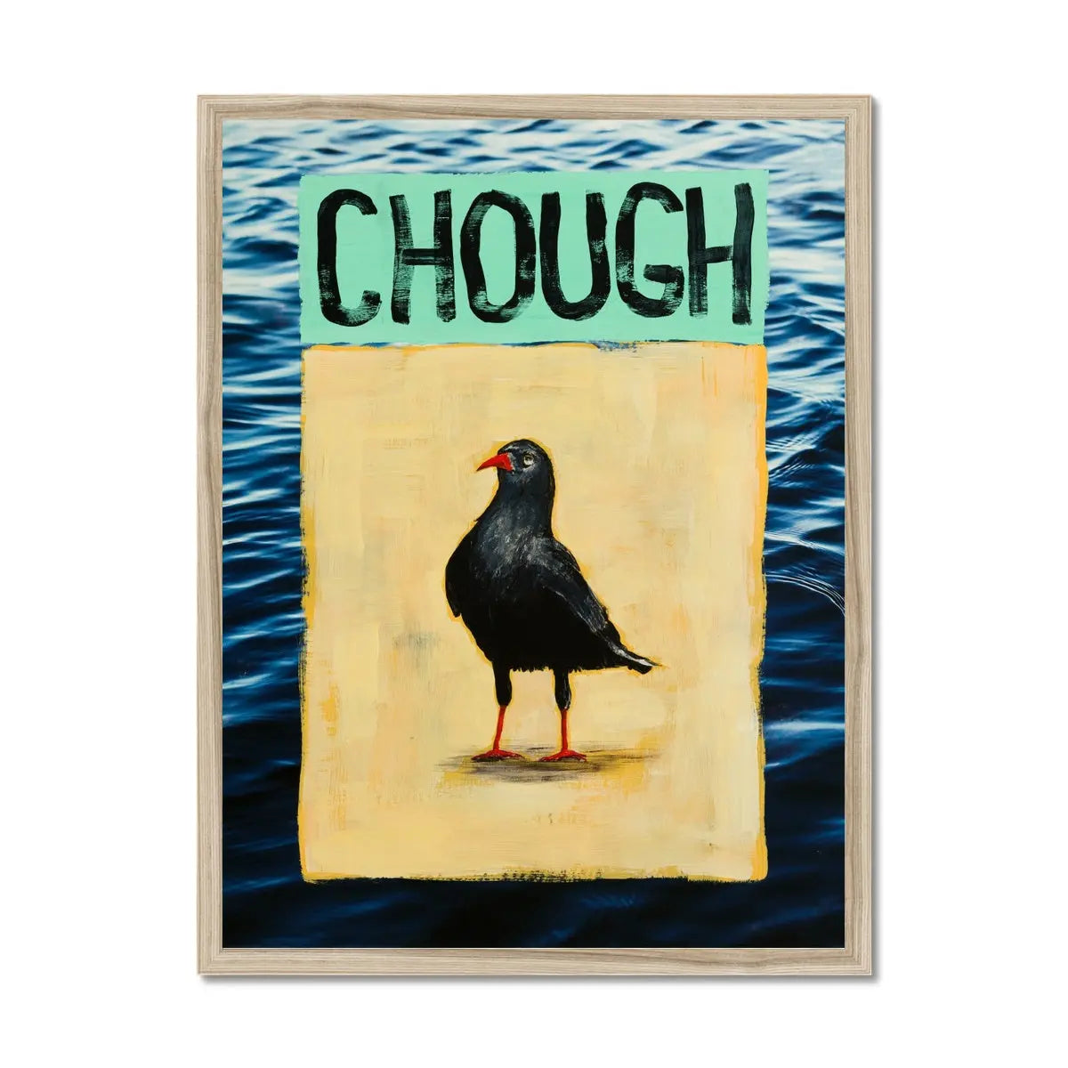 Chough: A Coastal Sea-bird - Framed Art Print Wall Art 45.00 Beach House Art