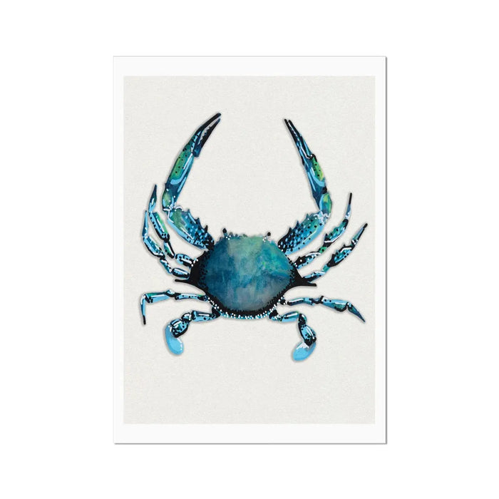 Blue Crab Painting Print - Watercolour Shellfish Art - Unframed Kitchen Wall Art