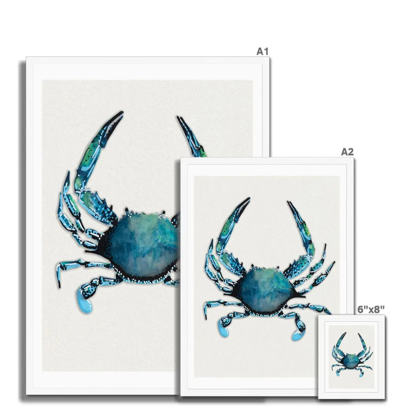 Crab Painting Print | Watercolour Shellfish Art - Framed Wall Art