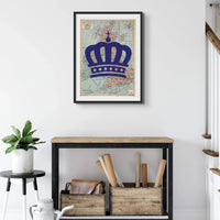"The Crown" Queen's Platinum Jubilee Special Edition (United Kingdom Map) Vintage Map Art - Unframed - Beach House Art