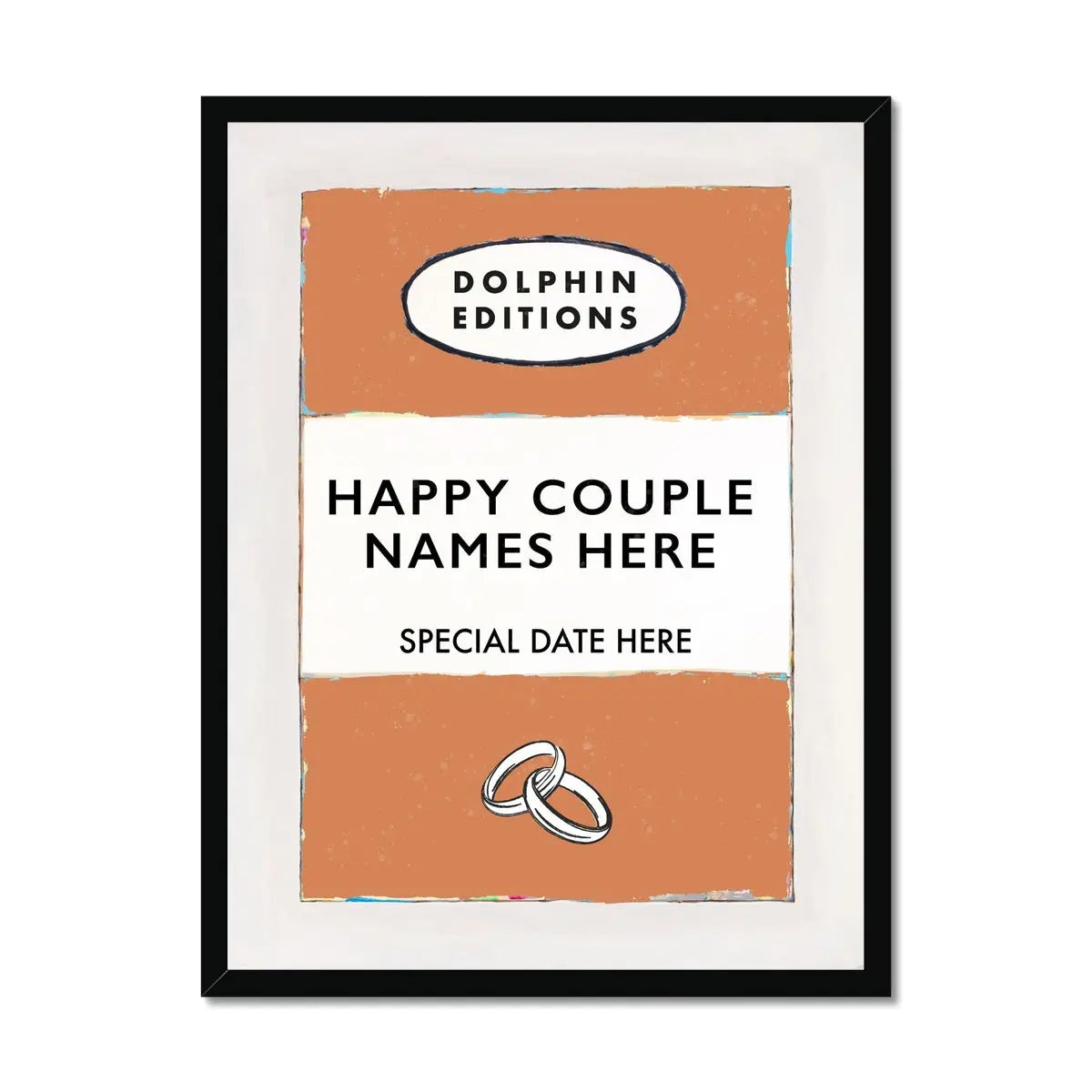 Wedding Present Art Print | Custom Name Print | Engagement Gift Print | Orange - Framed Wall Art