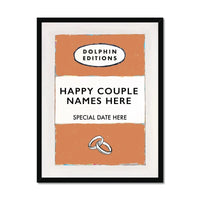 Wedding Present Art Print | Custom Name Print | Engagement Gift Print | Orange - Framed Wall Art