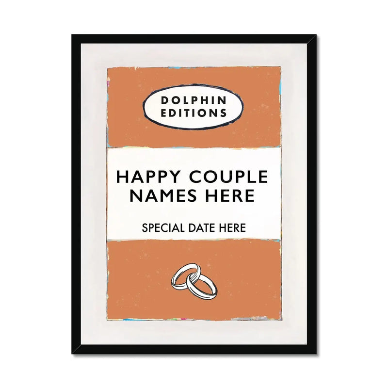 Wedding Present Art Print | Custom Name Print | Engagement Gift Print | Orange - Framed Wall Art