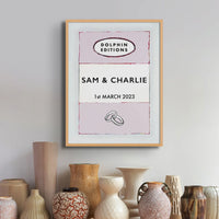 personalised wedding gifts | Custom Name Print | Anniversary gift art print in Pink - Framed Wall Art