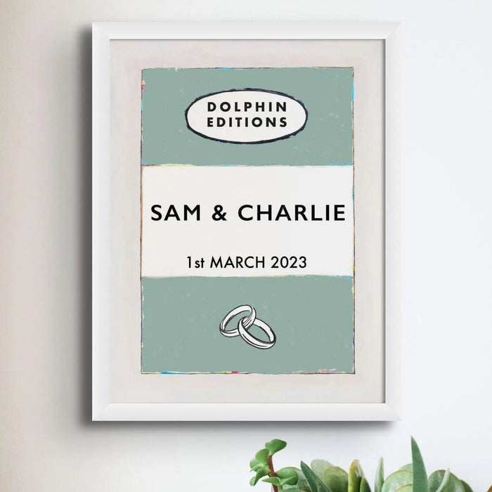 personalised wedding gifts | Custom Name Print | Anniversary gift art print in Green - Unframed wall art