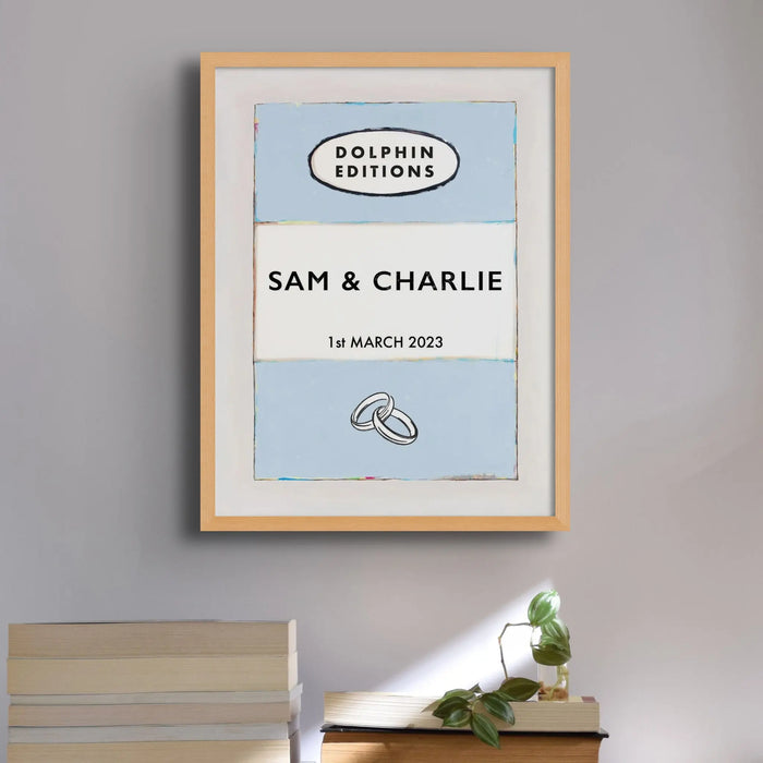 personalised wedding gifts | Custom Name Print | Anniversary gift art print in Blue - Unframed Wall Art