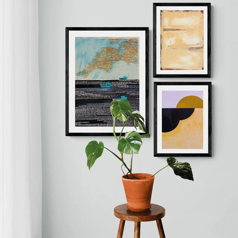 Deco Bay - Modern Coastal Art - Framed - Beach House Art