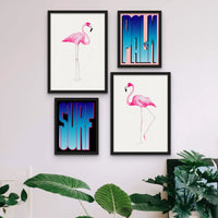 Flamingo Art Print No 1 in a set of 4 prints (Flamingo Wall Art) - Unframed