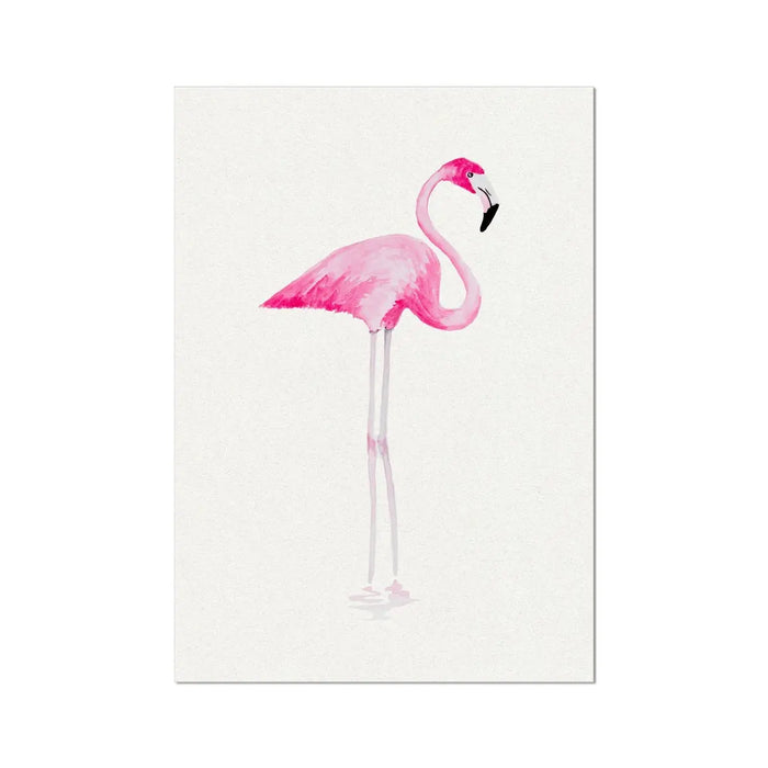 flamingo wall art print - the watercolour flamingo painting on white background - unframed wall art