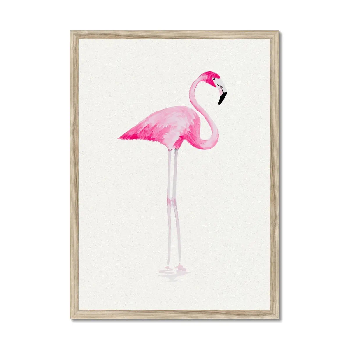 Flamingo Print No 1 (Flamingo Wall Art) - Framed