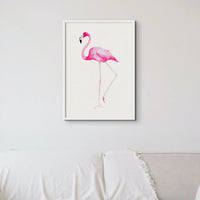 Flamingo Watercolour Print No 2 (Flamingo Painting) - Framed