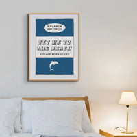 framed print of the vintage book cover art "Get Me to the Beach" in Navy.