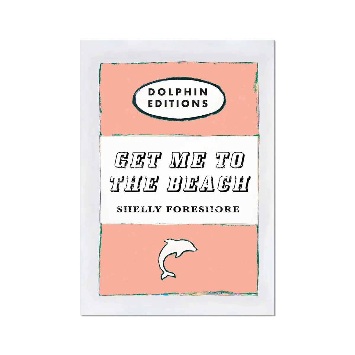 Get Me to the Beach Vintage Book Cover Art Print in peach colour - Unframed