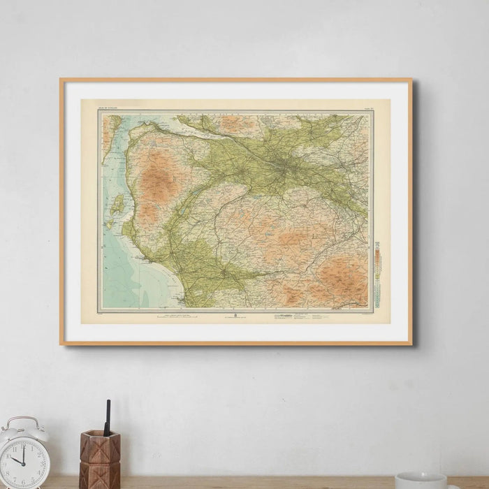 Glasgow Vintage Map Print | Map Print of Glasgow - Framed Wall Art