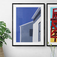 Harbour Rooftop: Colourful Coastal Art - Framed - Beach House Art