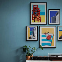 Harbour Rooftop: Colourful Coastal Art - Framed - Beach House Art