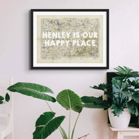 Henley is our Happy Place (Henley Map) Vintage Map Art - Unframed - Beach House Art