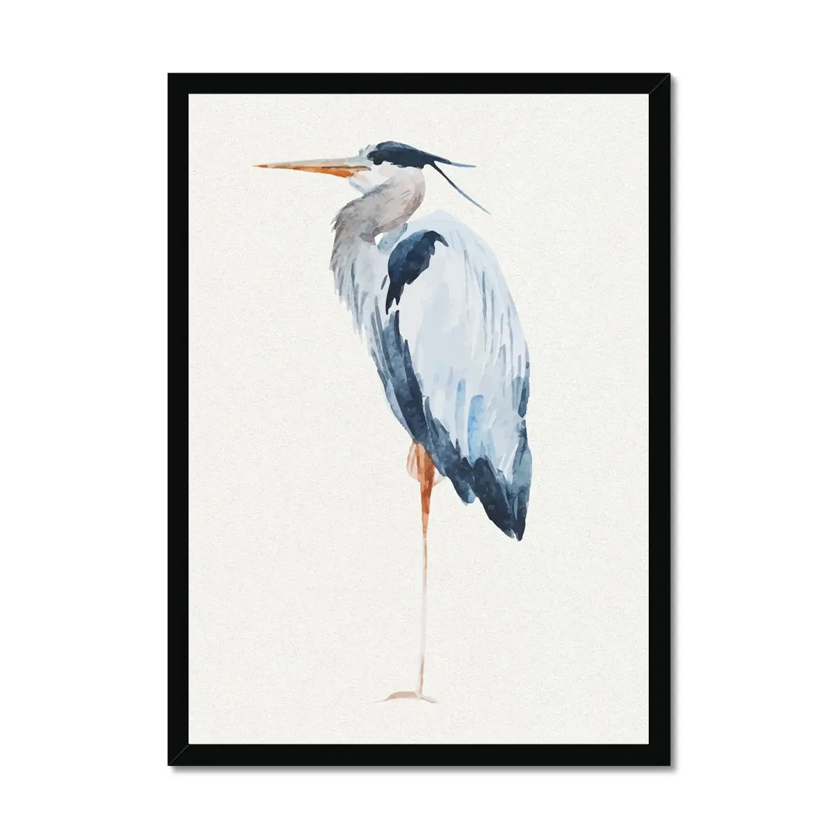 Heron Resting | Vintage Bird Art Print - Framed Heron Wall Art