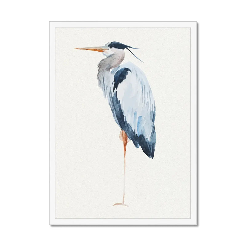 Heron Resting | Vintage Bird Art Print - Framed Heron Wall Art