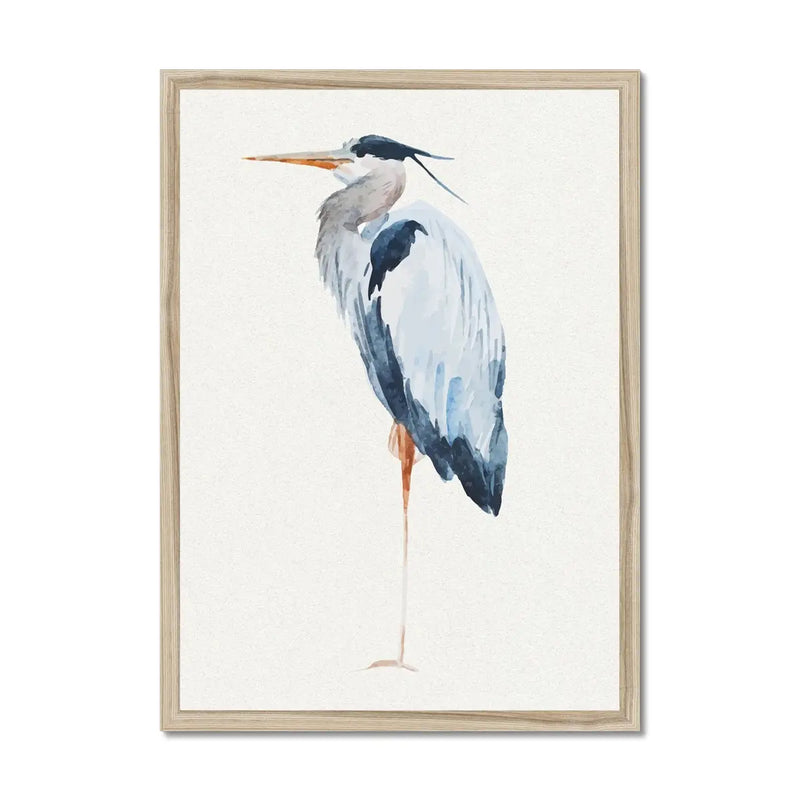 Heron Resting | Vintage Bird Art Print - Framed Heron Wall Art