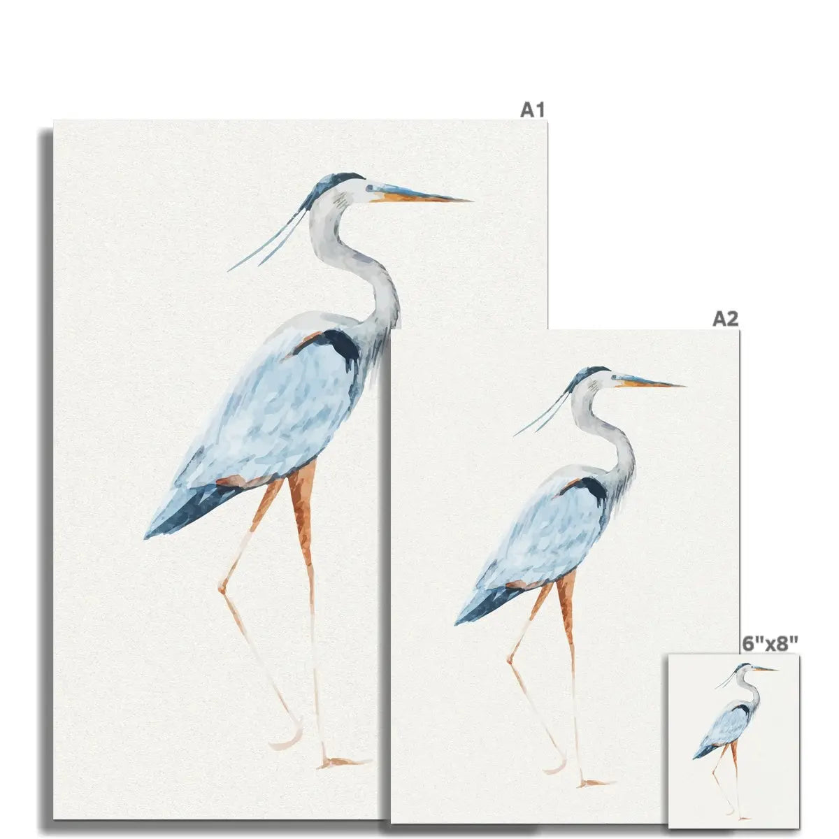 Heron Walking Print | Vintage Bird Art - Unframed Wall Art 