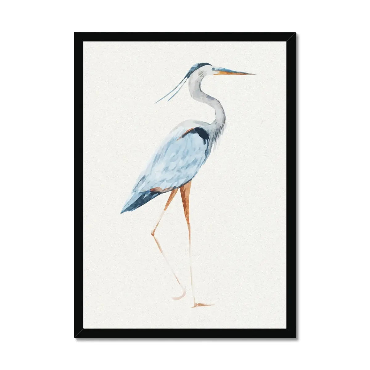 Heron Walking Print | Heron Painting - Vintage Bird Art - Framed Wall Art 