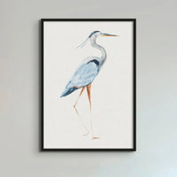 Heron Walking Print | Vintage Bird Art - Unframed Wall Art 