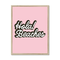 Hola Beaches (Blush Pink) Word Art Print - Framed - Beach House Art