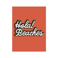 Hola Beaches (Orange Sun) Word Art Print - Unframed - Beach House Art