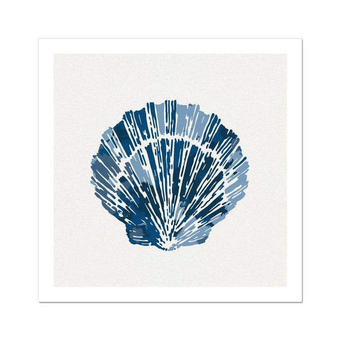 Indigo Blue Shell Art Print | Watercolour Shell Painting - Unframed Wall Art