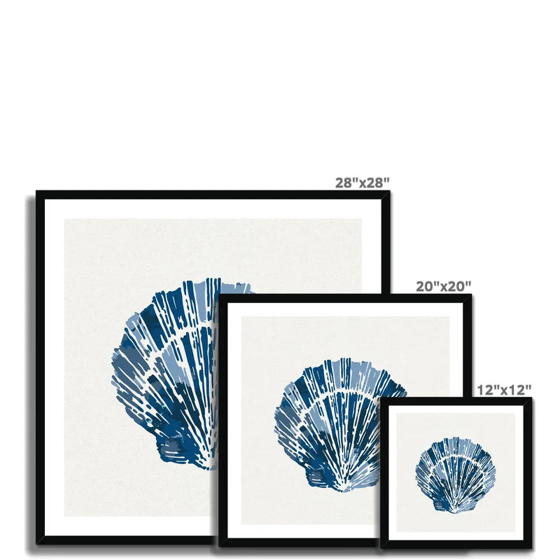 Scallop Shell Art Print, featuring stunning watercolour shell art painting. This beautiful piece is elegantly framed in a natural wood frame to enhance its aesthetic appeal. Perfect for adding a touch of coastal charm to any space.