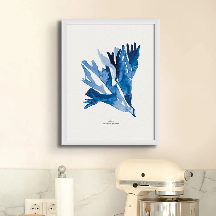 Indigo Seaweed Print Wall Art (Dulse No.2) - Unframed - Beach House Art