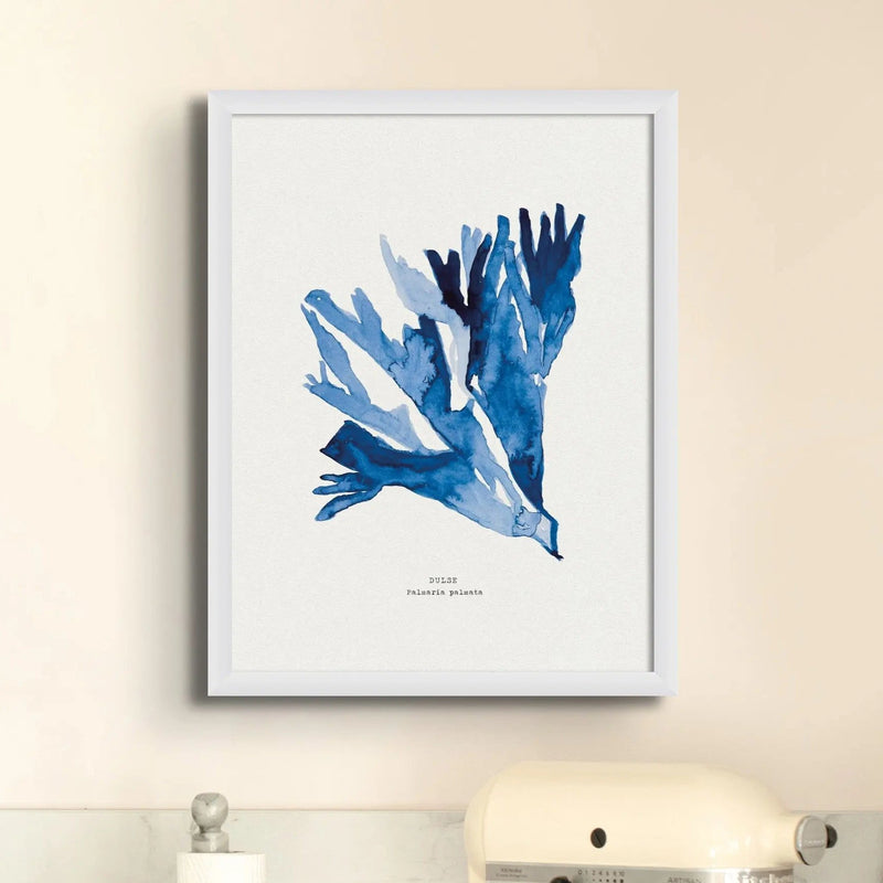 Indigo Seaweed Print Wall Art (Dulse No.2) - Unframed - Beach House Art