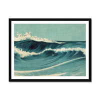 Japanese Woodblock Wave No 1 - Framed Print Wall Art 45.00 Beach House Art