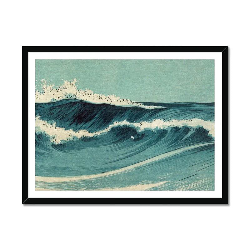 Japanese Woodblock Wave No 1 - Framed Print Wall Art 45.00 Beach House Art