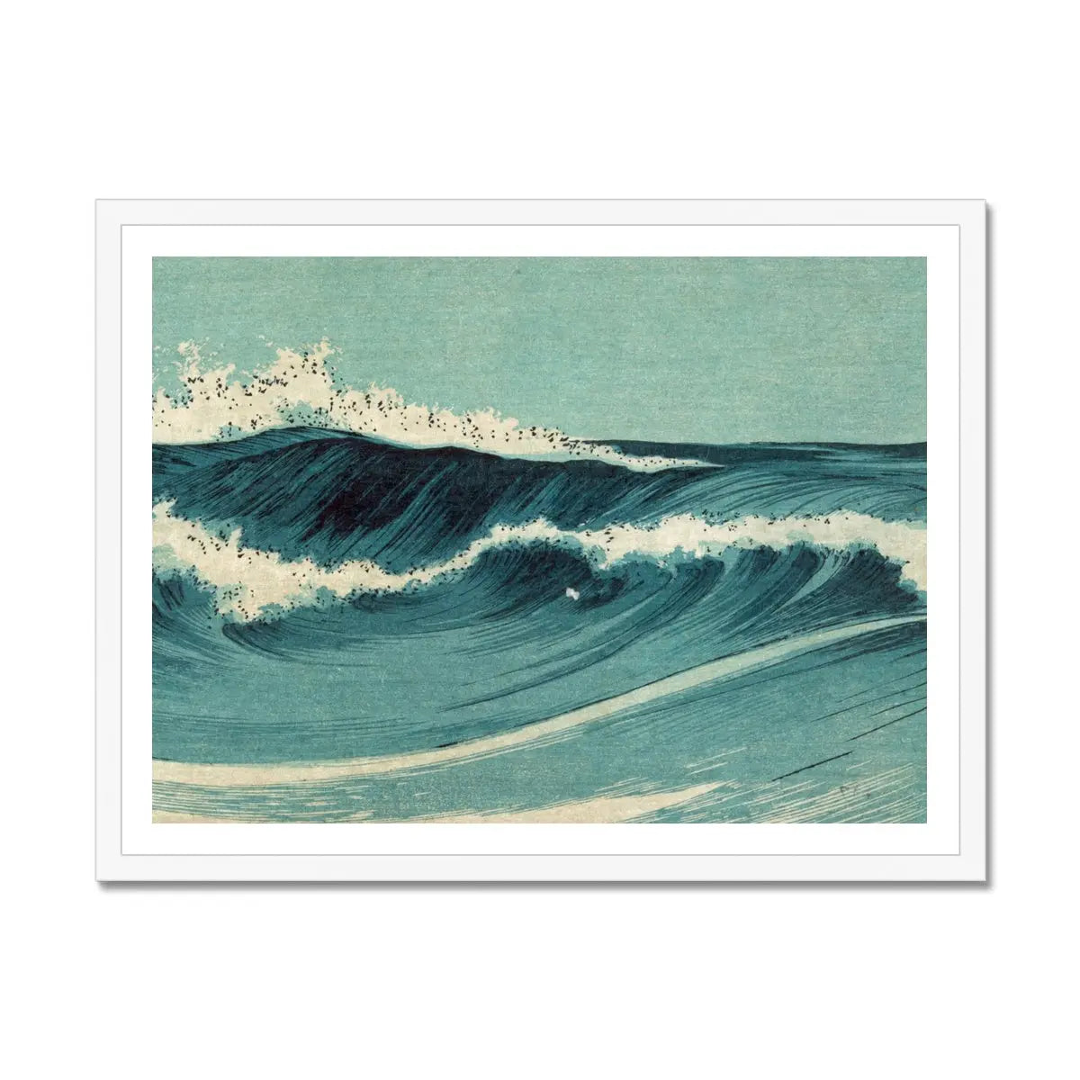 Japanese Woodblock Wave No 1 - Framed Print Wall Art 45.00 Beach House Art