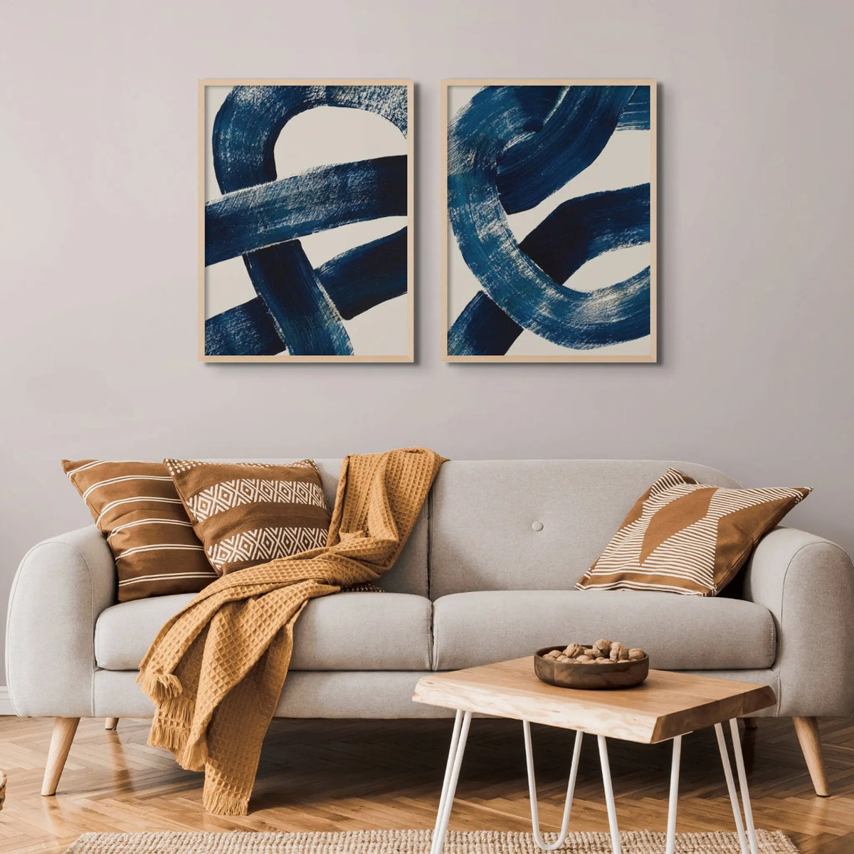 Unframed abstract art print of a nautical knot in blue - coastal art - Unframed Wall Art