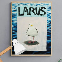 Larus Seagull (Sea-Bird Print) Modern Coastal Art - Framed - Beach House Art