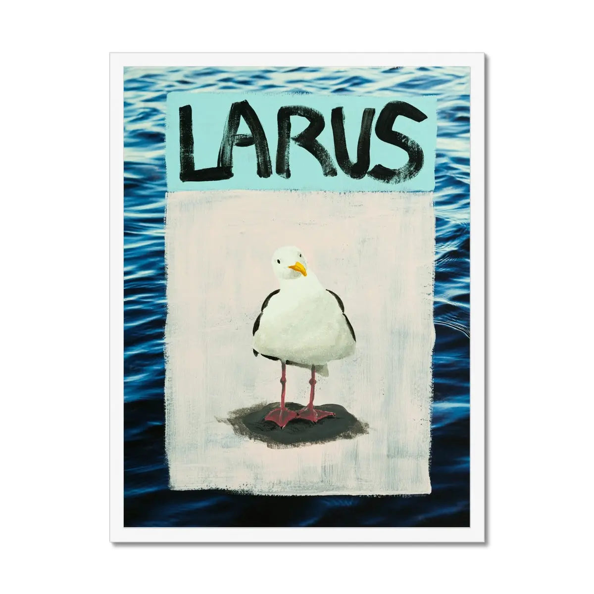 Larus Seagull (Sea-Bird Print) Modern Coastal Art - Framed - Beach House Art