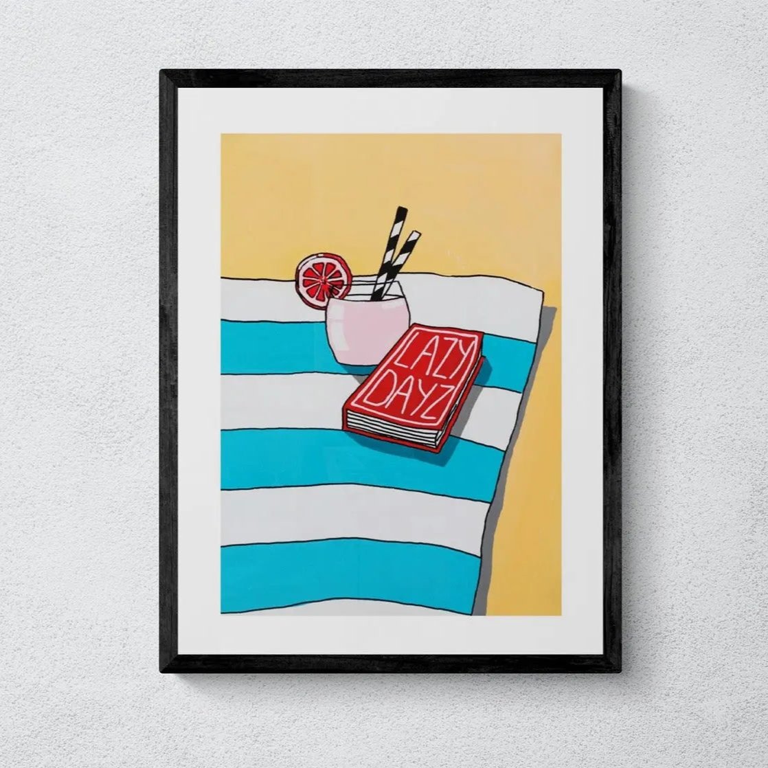 Lazy Dayz: Colourful Coastal Art - Unframed - Beach House Art