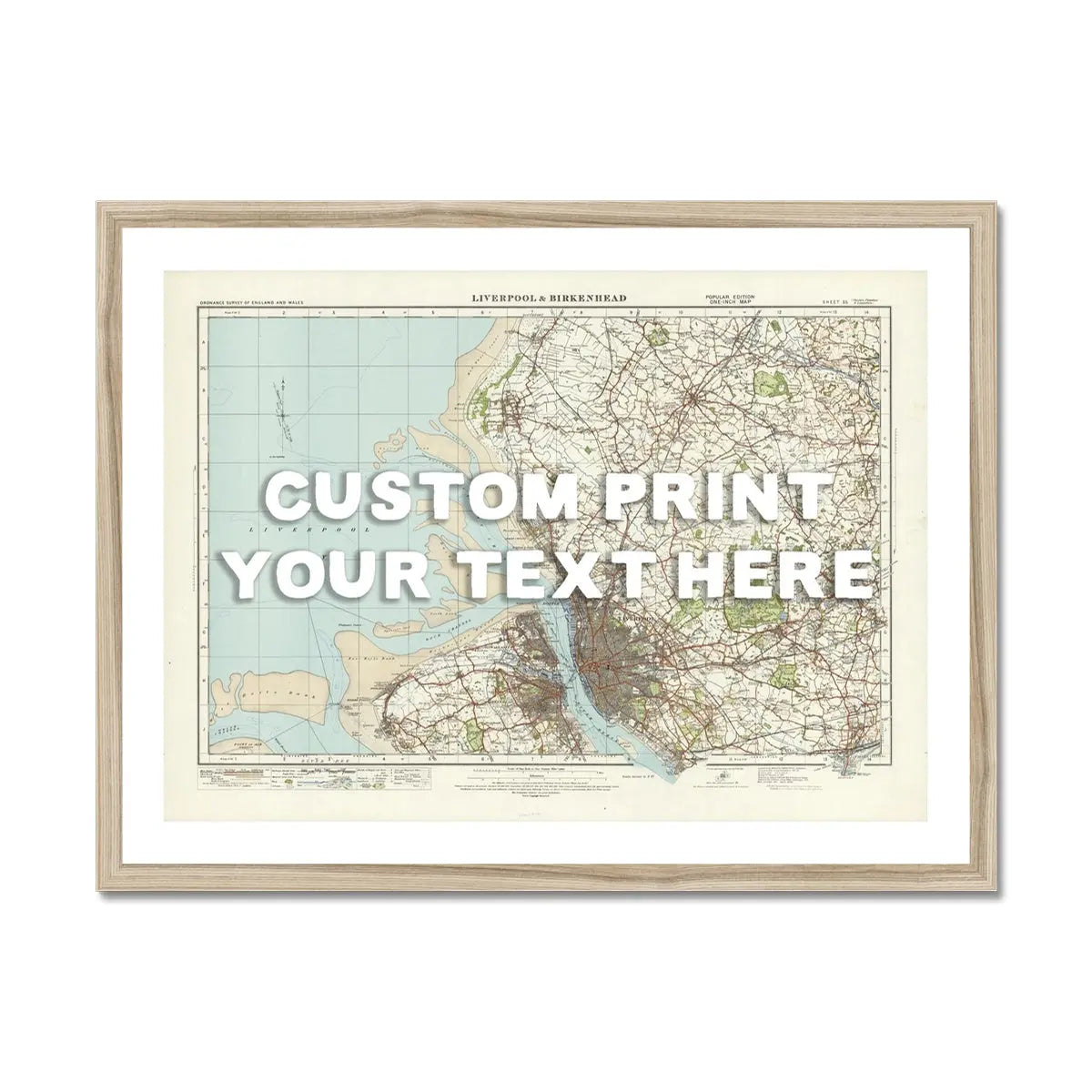 Custom map print of Liverpool | Personalised Map Print | Map Prints in white typography - Framed wall art